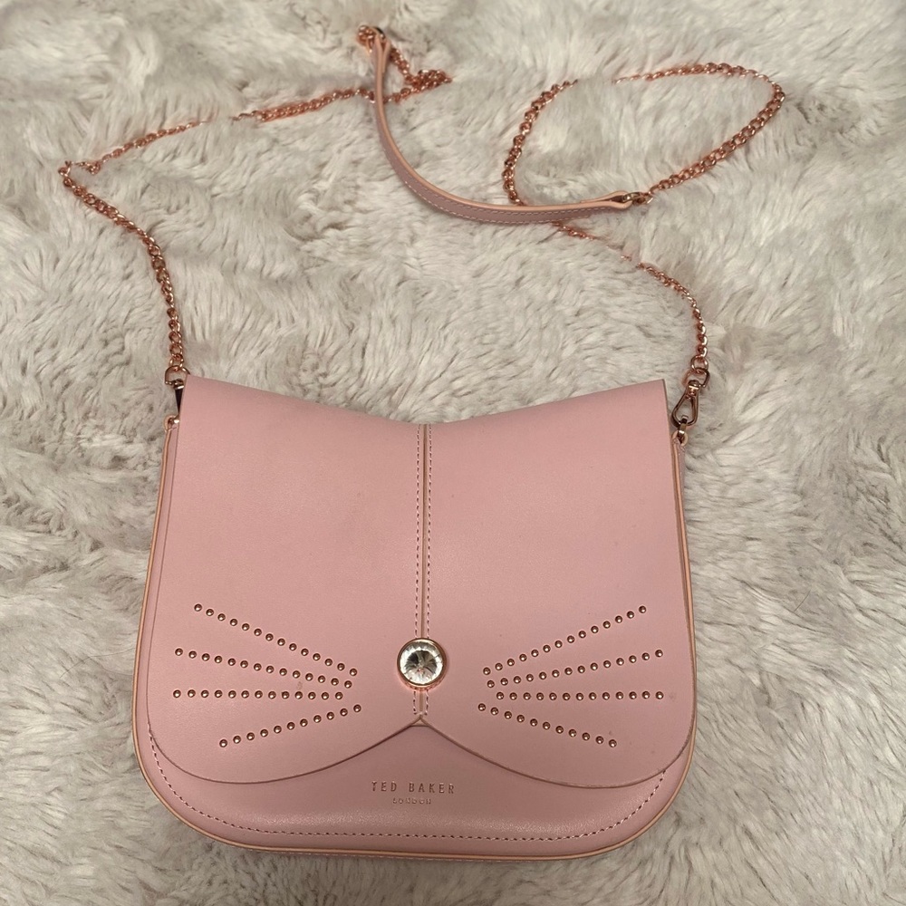 Ted Baker Chriiss Studded Cat Black Leather Cross Body Bag
